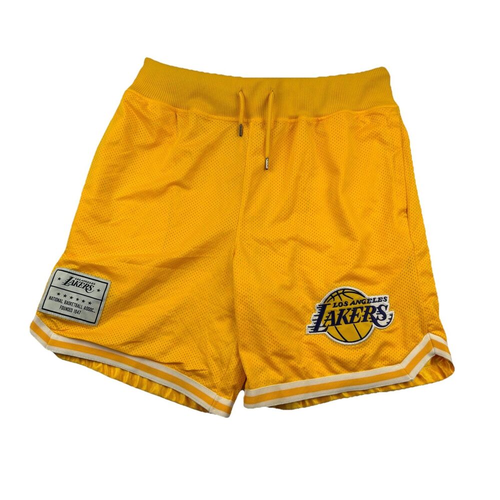 Los Angeles Lakers NBA Basketball Shorts Pockets Drawstring Gold Mens Medium